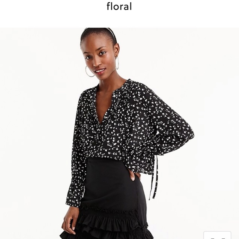 Jcrew black and white floral top
